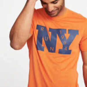 OLD NAVY Orange Graphic Sports T-Shirt | NY Print Activewear *